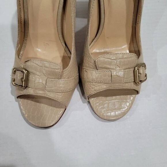 Talbots Croc Embossed Leather Pep Toe Heels Size 8.5 B - Picture 4 of 13